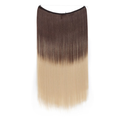 

Invisible Wire No Clips in Hair Extensions Secret Fish Line Hairpieces Silky Straight real natural Synthetic