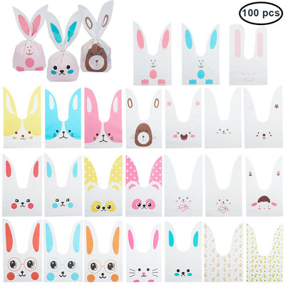 

PH PANDAHALL 100 PCS Plastic Candy Bags Rabbit Ear Wrapping Packaging Bag for Party Gift