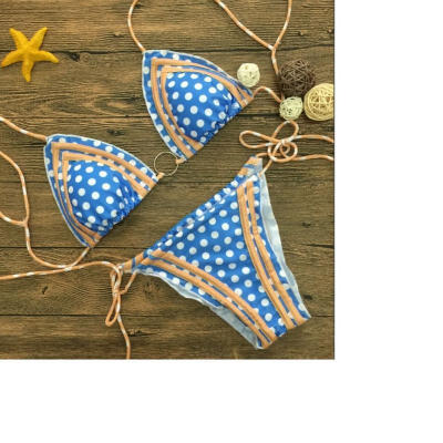 

New Women Push Up Beach Swimwear Sequin Triangle Bra Bikini Set Bathing Swimsuit