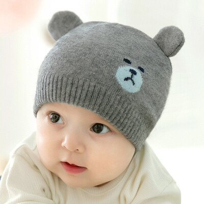 

Fashion Newborn Hats Knitted Warm Bear Round Machine Cap Protects Ear Bonnet Baby Winter Caps