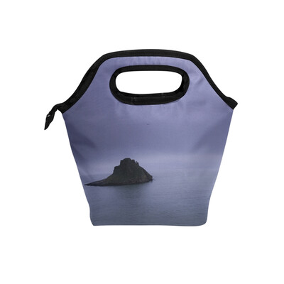 

Lunch Tote Bag Grey Ocean Travel Picnic Insulated Lunch Handbags Portable Zipper Lunch Bag Box