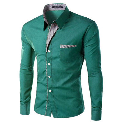 

New Arrivals Europe Size Men Shirts Slim Fit Solid Long Sleeve British Style Cotton Mens Shirt