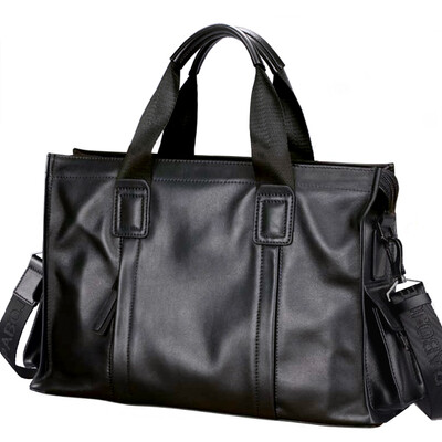 

Pizza Jazz Pabojoe delicate soft calfskin men bag business casual handbag shoulder Messenger bag PB148A black