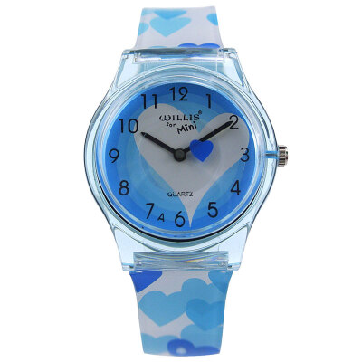 

Zeiger Fashion Cartoon Children Kids Blue Heart Analog Quartz Silicone Band Strip Wrist Watch Cute Gift