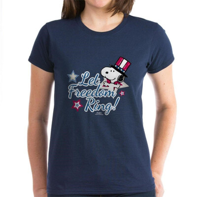 

CafePress - Snoopy - Let Freedom - Womens Cotton T-Shirt