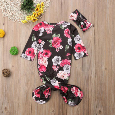 

AU Newborn Baby Girl Floral Sleeping Bag Sleep Sack Wrap SwaddleHeadband 0-6M