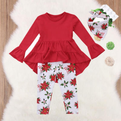 

Toddler Kids Baby Girls Flower Top Blouse Pants Leggings Clothes Outfits Set