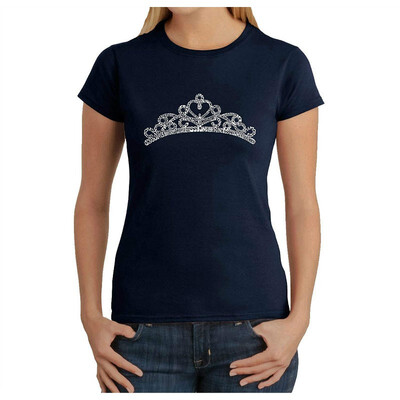 

Womens Word Art T-Shirt - Princess Tiara- LA Pop Art