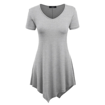 

V-Neck Handkerchief Hem Long Tunic Shirt Top For Women Plus Size
