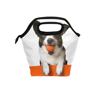

Lunch Bag Tote Bag Orange Dog Travel Picnic Organizer Lunch Holder Handbags Lunch Bag Box for Office