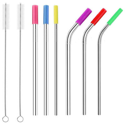 

UpperX Stainless Straws105inch Reusable Drinking Straws for Tumblers 3 Straight3 Bent6 Removable Silicone Covers2 Brushes