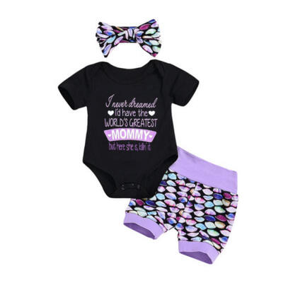 

Toddler Baby Girls Boy Romper Jumsuit BodysuitShorts PantsHeadband Kid Clothes