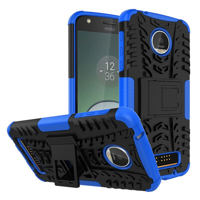 

Fivice Motorola Moto Z Play Case TPU anti-fall tire pattern back clip bracket phone case