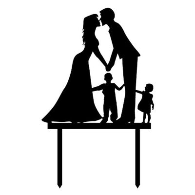 

UpperX Wedding Anniversary Cake Topper couple with Boy&Girl Black