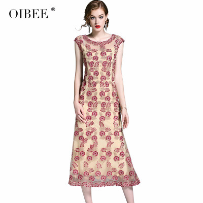 

OIBEE2018 summer womens new fashion embroidery in the long paragraph lace skirt ladies temperament dress skirt