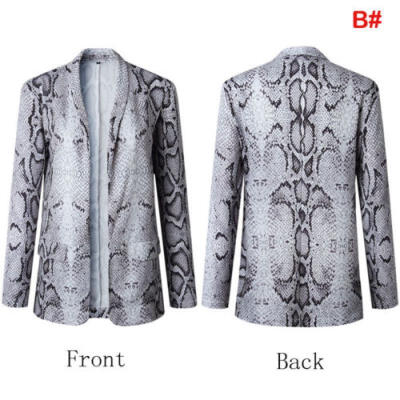 

UK Women Snake Print OL Blazer Jackets Suit Long Sleeve Ladies Coat Tops Outwear