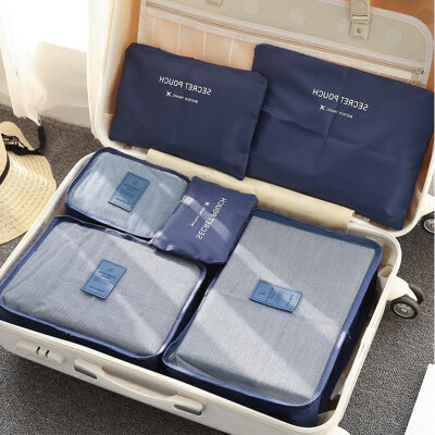 

Xin Qin wash bag bag box clothing finishing bag travel home storage package 6 sets of navy