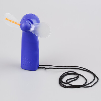 

Portable Handheld Cooling Fan Colorful LED Mini Light Battery Power W/Strap