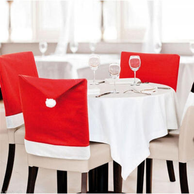 

UK Xmas Santa Clause Red Hat Chair Cover Christmas Dinner Table Party Decor 6pcs