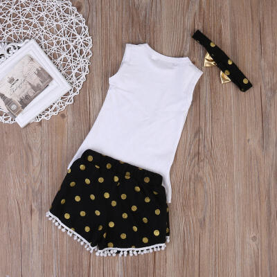 

3Pcs Toddler Kids Girl Clothes Summer Tops T-shirt Shorts Pants Outfits Set 2-7Y