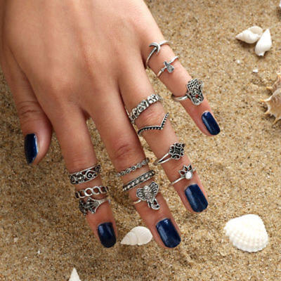 

Bohemian National Style Finger Knuckle Rings Sets Turquoise Ring Jewelry Sets