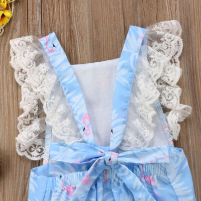 

UK Newborn Infant Baby Girl Flamingos Lace Romper Jumpsuit Sunsuit Summer Outfit