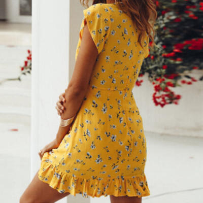 

Women Summer Short Floral Dress Evening Cocktail Party Beach Dresses Sundress