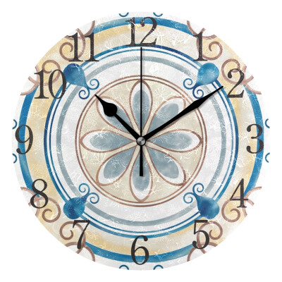 

Wall Clock Arabic Numerals Design Roma Floral In The Round Round