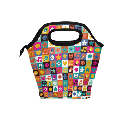 

Lunch Bag Tote Bag Colorful Pattern Travel Picnic Organizer Lunch Holder Handbags Lunch Bag Box