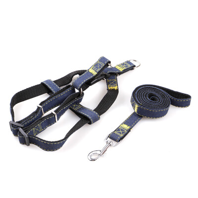 

Pet Dog 12m Leash & Adjustable Harness Set Heavy Duty Denim Pet Leash Belt Traction Rope for SmallMediumLarge Dogs for Daily Tr