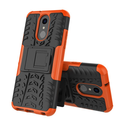 

Fivice LG Q7 Case TPU anti-fall tire pattern back clip bracket phone case