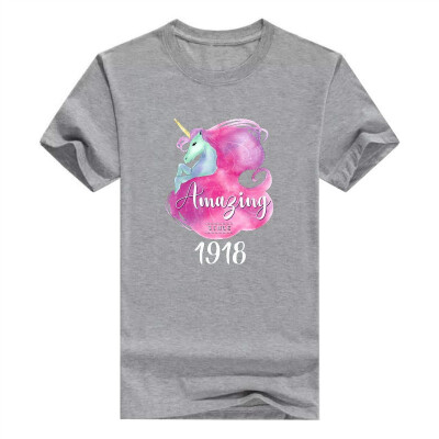 

100th Birthday Gift Unicorn Tshirt Amazing Since 1918 Tee