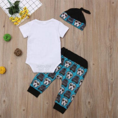 

Infant Newborn Baby Girl Boy Shirt Romper TopsPants TrousersHat Outfit Clothes