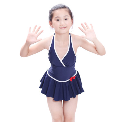 

Yi Tong students girls and girls in the big children with body skirt female swim clothes Tibetan blue 16 years old Ezi1090