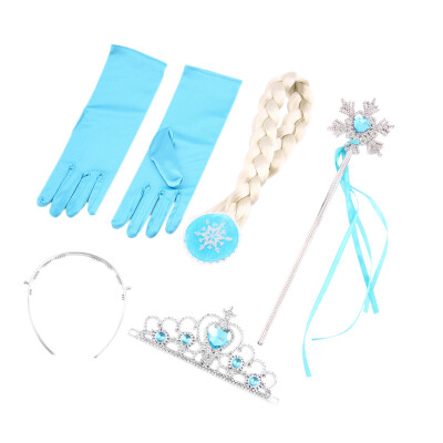 

4Pcs Cosplay Crown Tiara Hair Accessory Crown Wig +Magic Wand For Elsa Anna