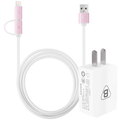 

BIAZE 5V / 2A Charger + Lightning / Micro 2-in-1 мобильный телефон для передачи данных кабель для зарядки K3 розовая поддержка Apple Andrews Samsung просо Huawei M2 + K3