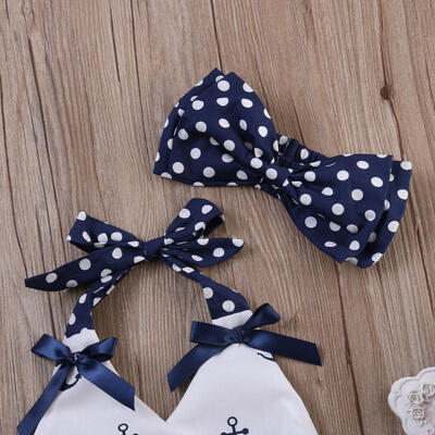 

3pzas Niñas Ancla Borla LAZO Suéter Lunares Calzoncillos diadema Trajes Set