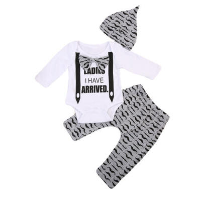 

3pcs Set Newborn Infant Baby Boys Tops RomperGray Pants Outfits Set Clothes UK