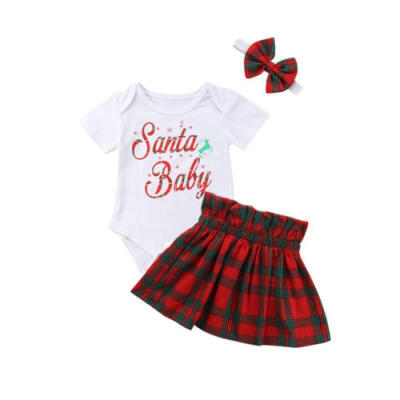 

Newborn Toddler Baby Girls T-shirt RomperSkirts Xmas Outfits 2018 Christmas