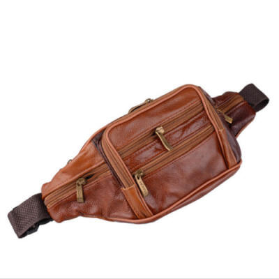 

Men Leather Waist Bag Fanny Pack Hiking Cycling Waist Hip Bum Bag Sling Backpack