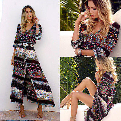 

Womens Maxi Boho Summer Beach Long Evening Cocktail Party Dresss Dress