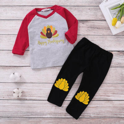 

2PCS Kid Girl Long Sleeve TopLong Pant Sets