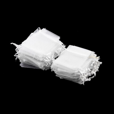 

100шт белый 7x9cm Drawstring органзы мешок Gift DIY упаковки сумки ювелирных изделий партии