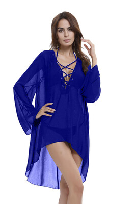 

Buenos Ninos Women Chiffon Loose A-line Dress Deep Crossover V-neck