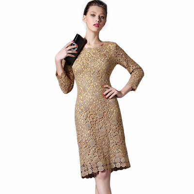 

OIBEE2018 autumn new womens knit large size embroidered lace long-sleeved dress bag hip long skirt