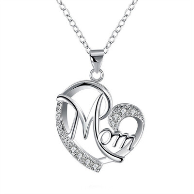 

Mom Gifts Mom Diamond Heart Pendant Chain Necklace Fashion Jewelry