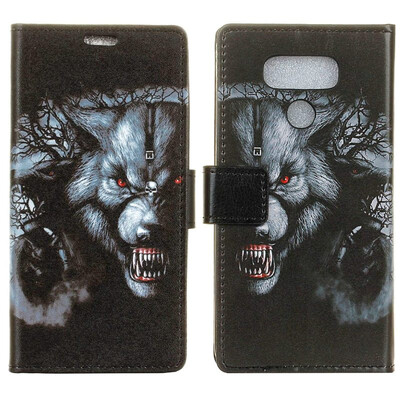 

MOONCASE LG V40 ThinQ Painted Leather Case - Black Wolf