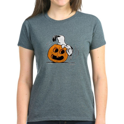 

CafePress - Snoopy Jack O Lantern - Womens Cotton T-Shirt