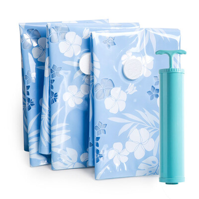 

DRSTORAGE Vacuum compression bag 12 wire thicker naive blue set Small suit 8 pieces Hand pump