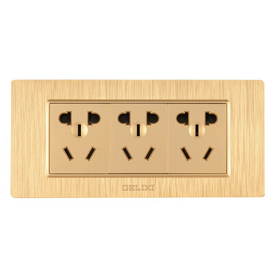 

Delixi DELIXI switch socket panel 118 three five-hole 15-hole socket drawing gold series